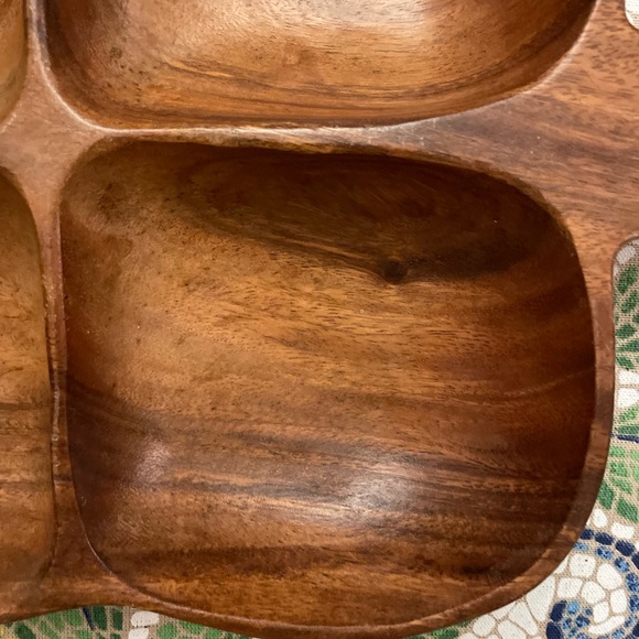 Vintage Royal Acacia Monkey Pod Wood Server Leaf Shaped Handcrafted Philippines - Picture 5 of 10